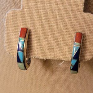 Southwest Sterling Silver Multi Stone Earrings